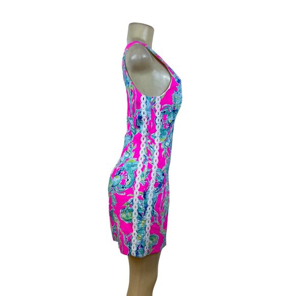 Lilly Pulitzer Womens Pink & Blue Cotton Lobster Print Sheath Dress Size 10 - Picture 3 of 9
